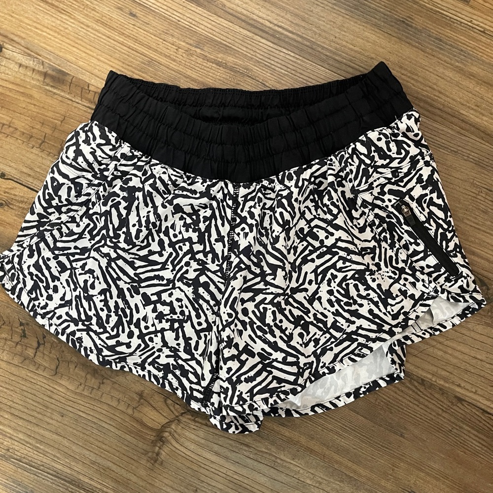 lululemon athletica Black and White Patterned Athletic Shorts